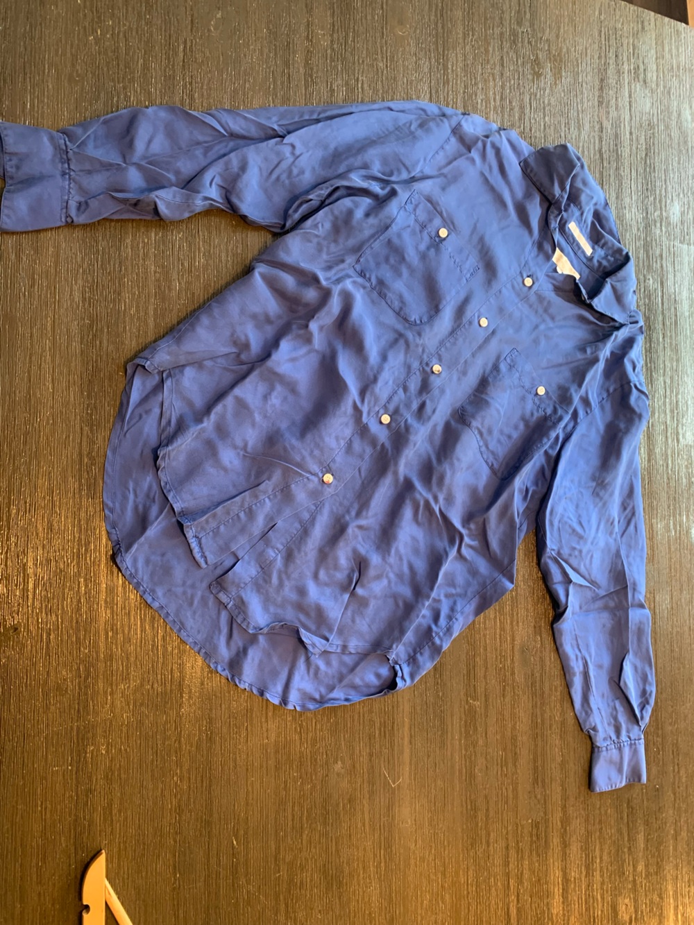 Lightweight 100% silk Women's Button-Front Shirt in Royal Blue
